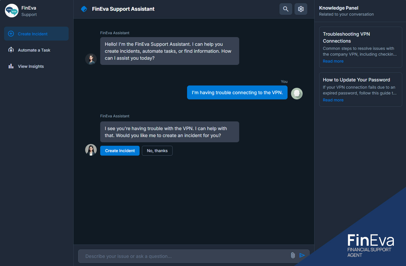 FinEva Customer Support - Intelligent AI Support Agent